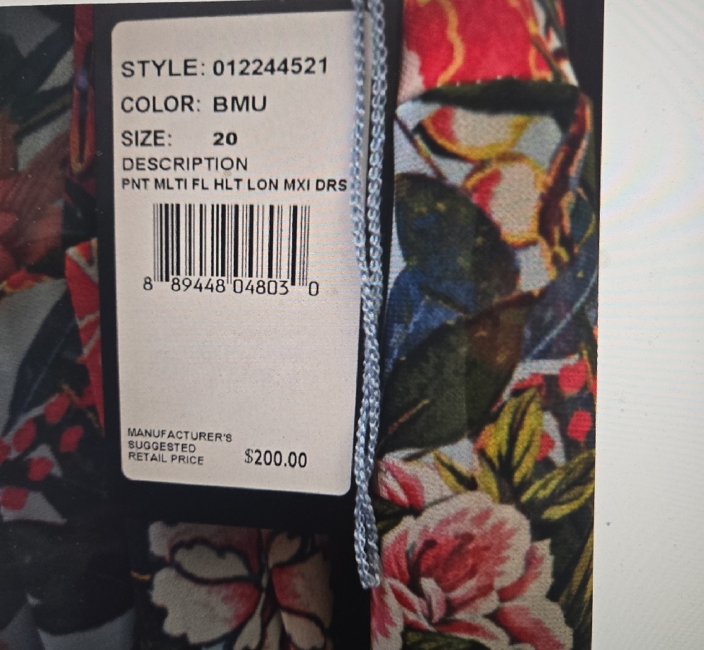 Adrianna Papell Floral Maxi Dress in Blue with Multicolor Bouquet - Picture 9 of 10